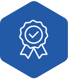Blue icon with ribbon depicting reliability