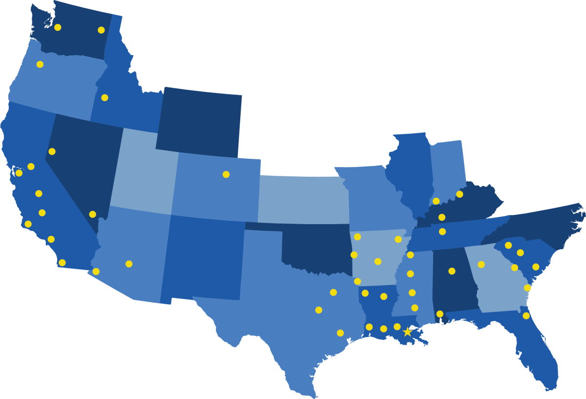 Map showing Michelli Weighing & Measurement service locations across the United States